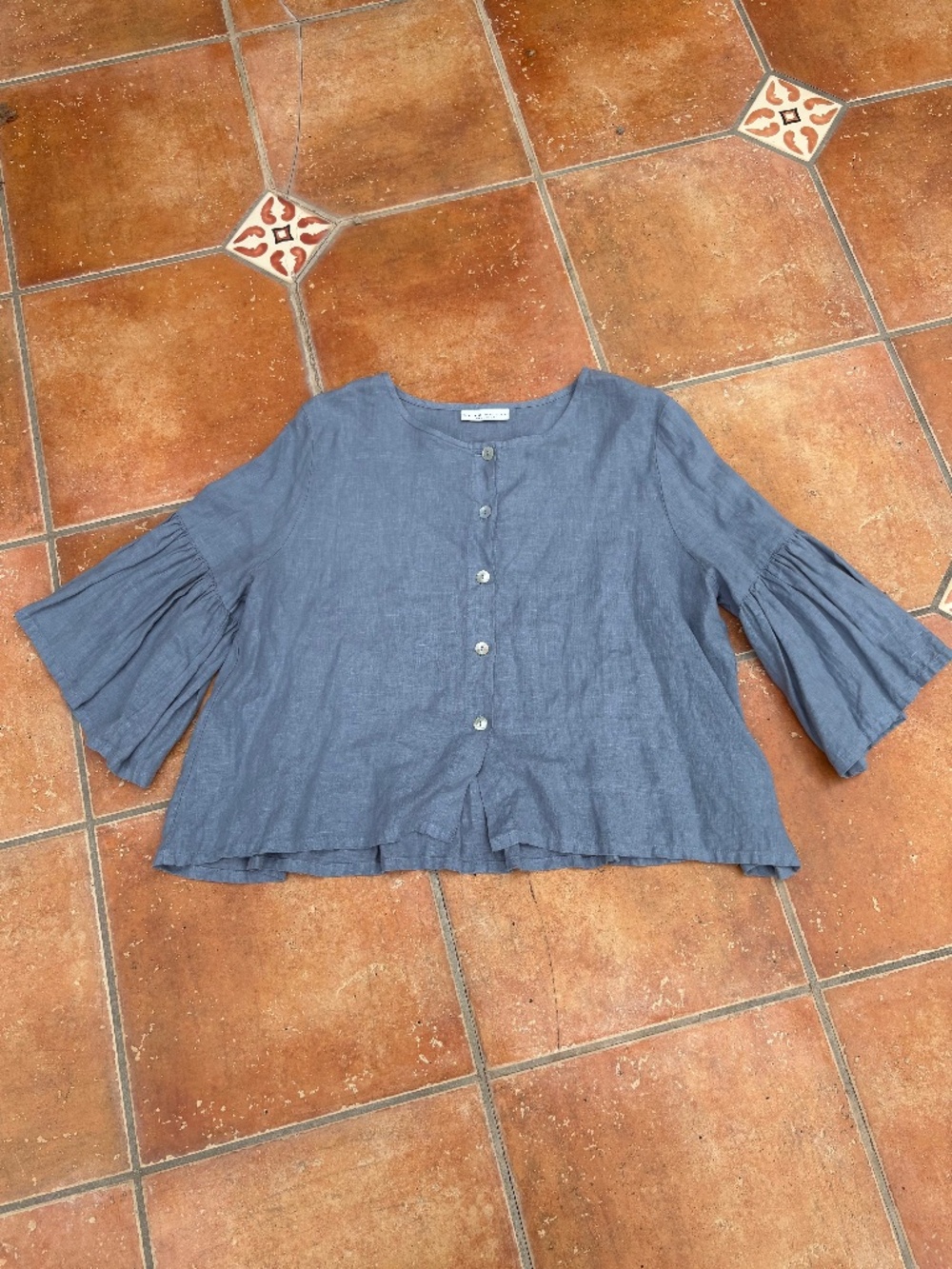 Bryn Walker Linen 3/4 Sleeve Button Front Shirt Size